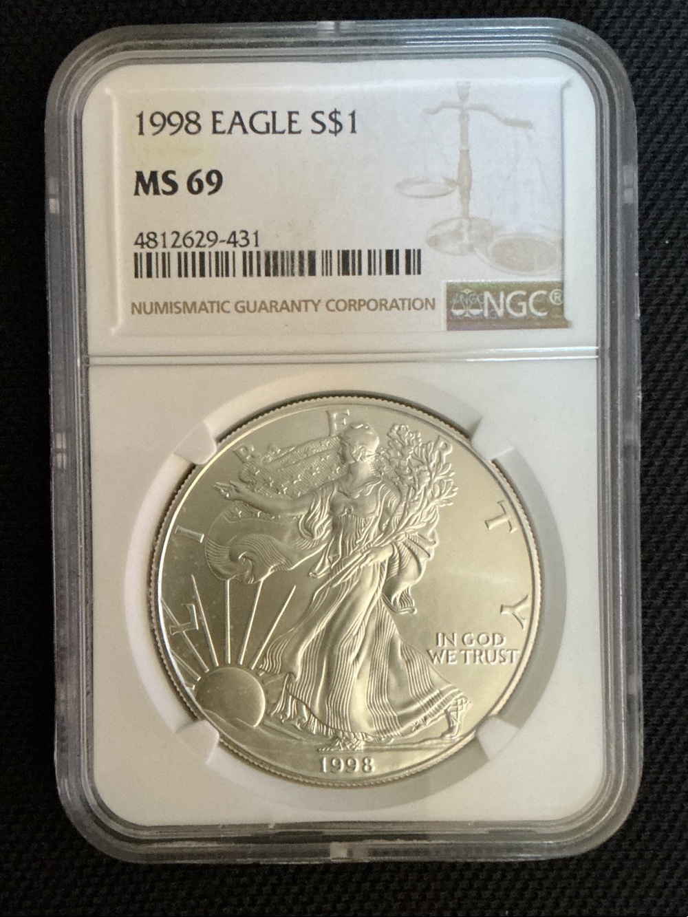 NGC Certified 1998 Silver Eagle Coin - Silver